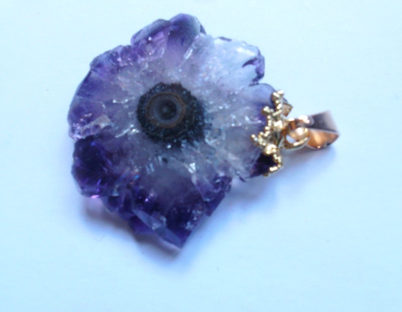 Stones from Uruguay - Amethyst Stalactite Pendant with Gold Plating