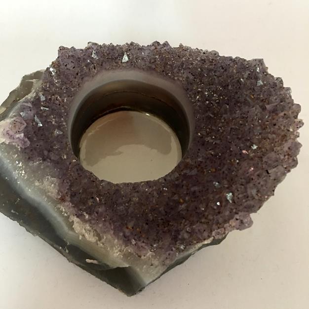 Stones from Uruguay - Natural Amethyst Quartz Crystal Cluster Candle Holder