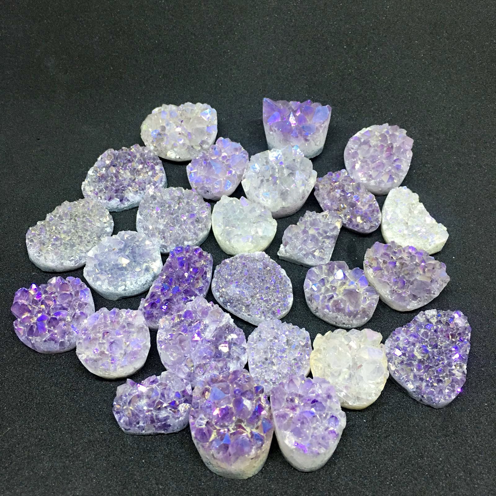Stones from Uruguay - Angel Aura Titanium Coated Amethyst Druzy Free Form for Jewelry Making