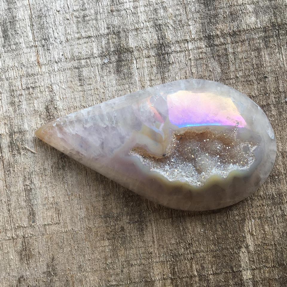 Stones from Uruguay - Angel Aura Titanium  Agate Druzy Crystal Teardrop  for Meditation  or Decoration