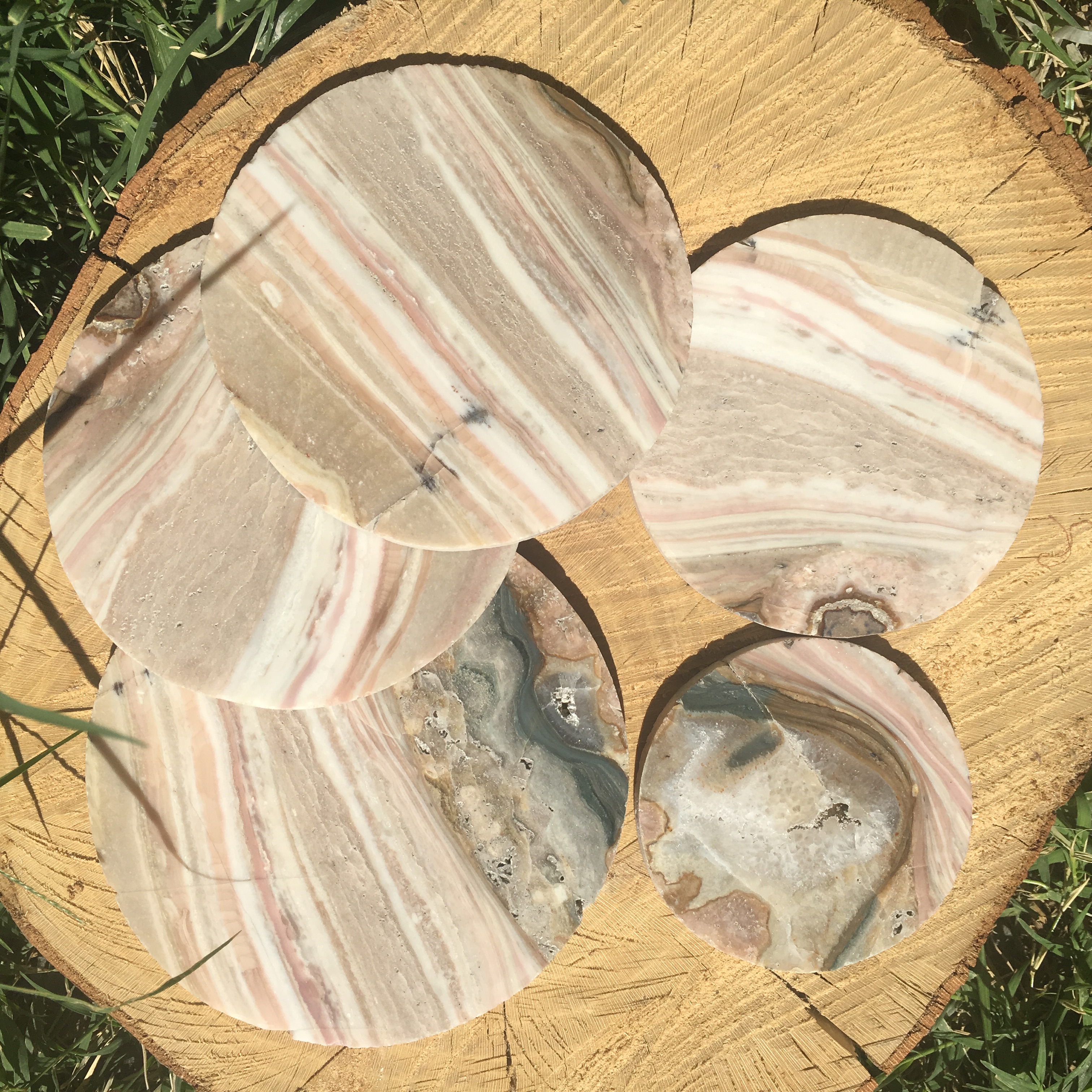 Stones from Uruguay - Pampa Cream Jasper Coasters, sizes #2,#3 and #4