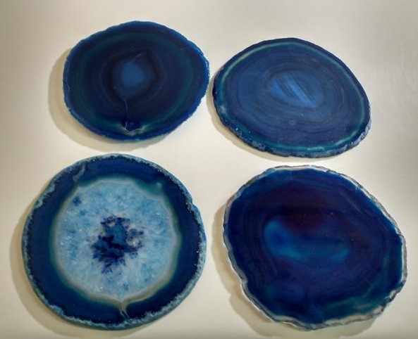 Stones from Uruguay - Blue Agate Slab Coasters with Sets of 4