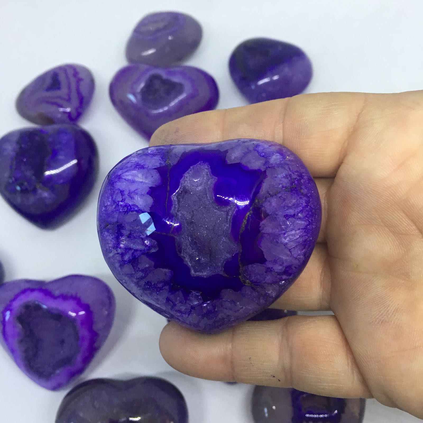 Stones from Uruguay - Purple  Dyed Agate Geode Druzy Heart for Gift or Decoration