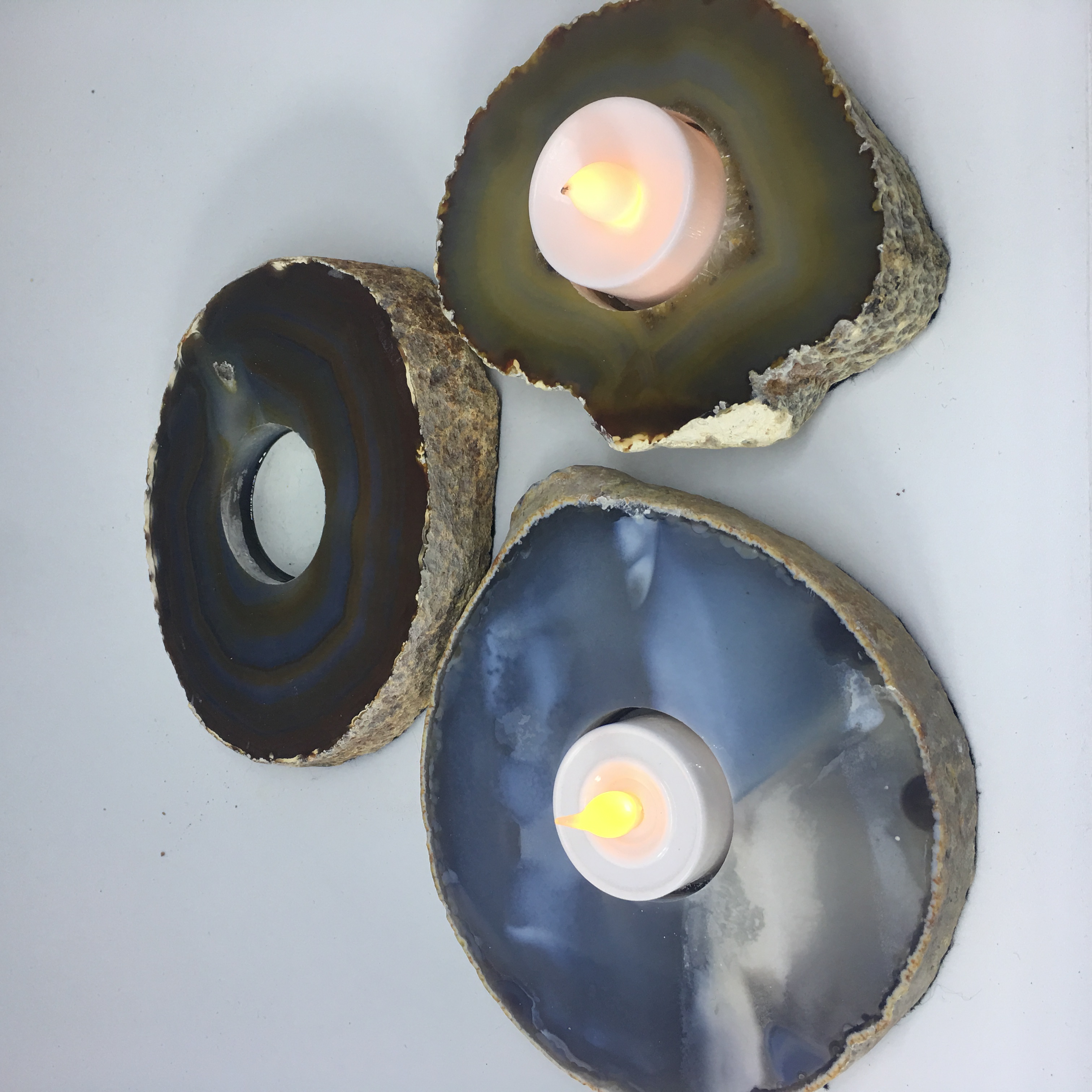 Stones from Uruguay - Natural Agate End Candle Holder