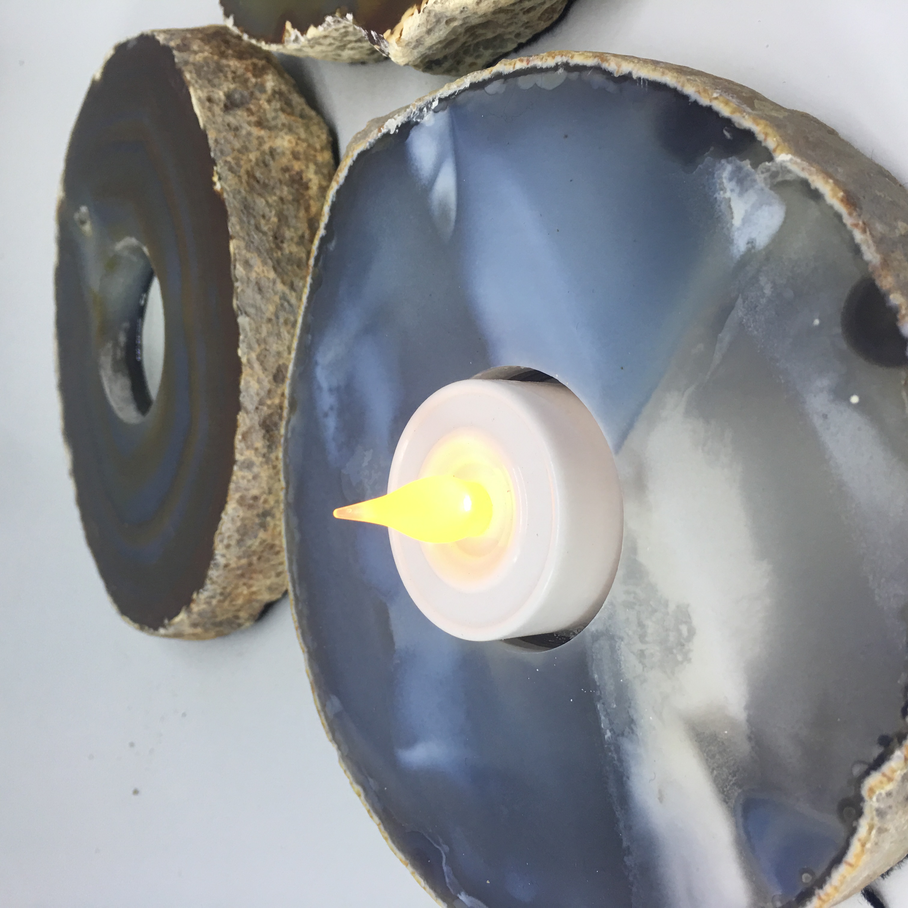 Stones from Uruguay - Natural Agate Thick Slice Candle Holder Tealight