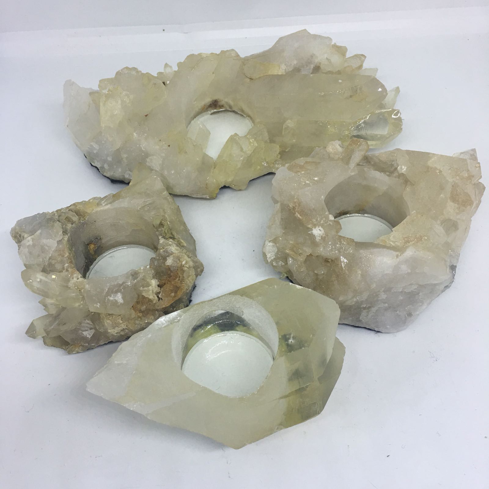 Stones from Uruguay - Yellow Quartz Crystal Cluster Candle Holder Tealight