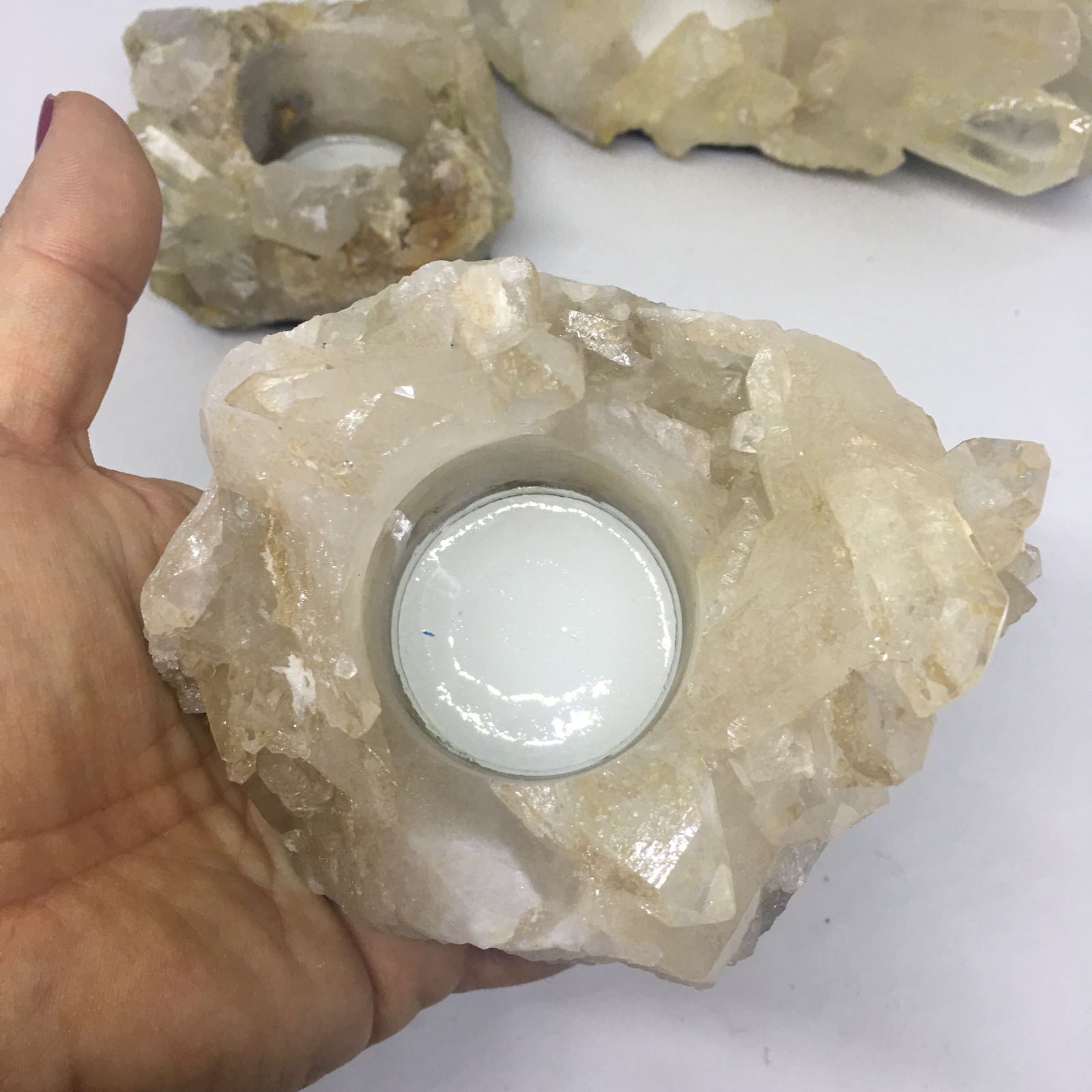 Stones from Uruguay - Yellow Quartz Cluster Candle Holder