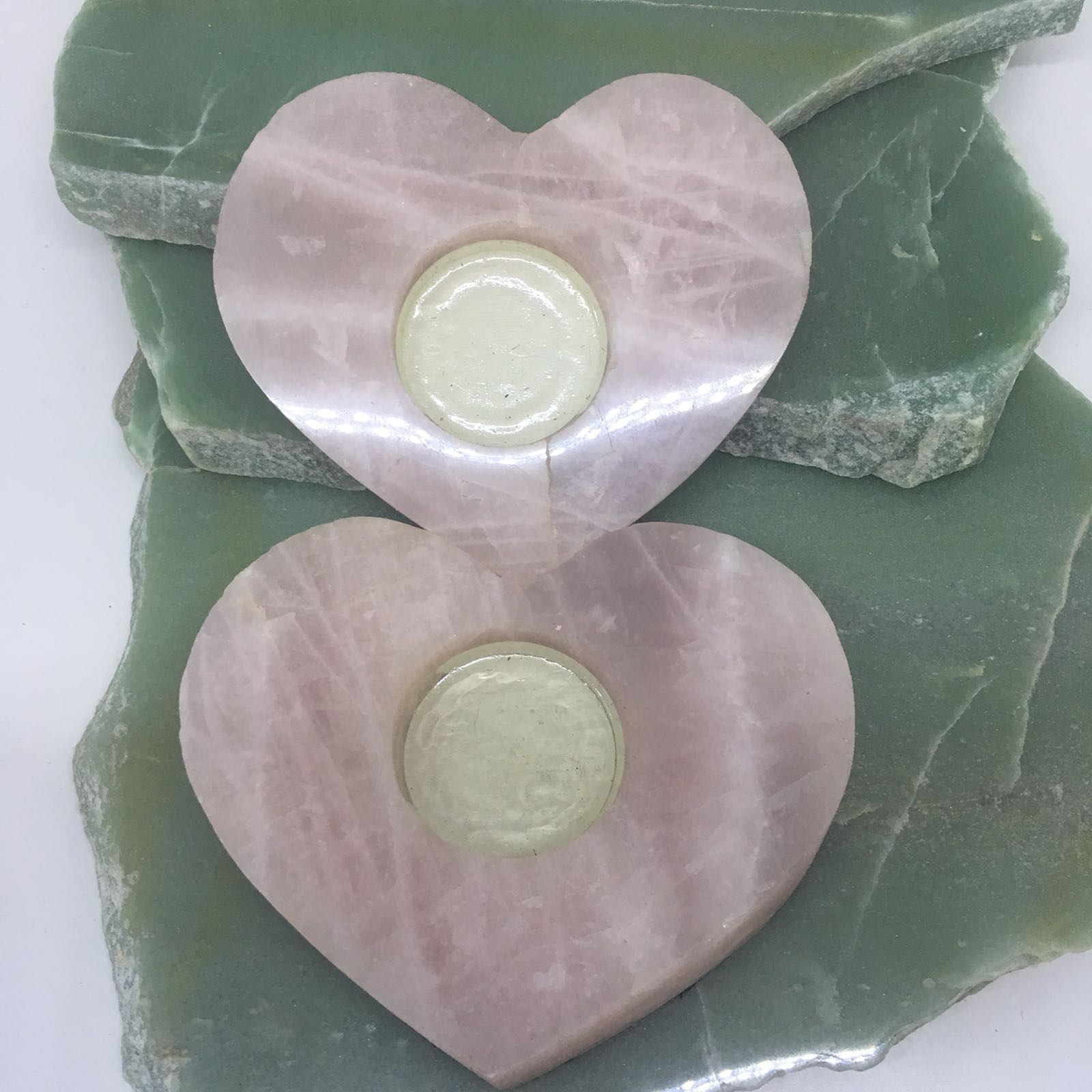 Stones from Uruguay - Rose Quartz  Heart Candle Holder Tealight