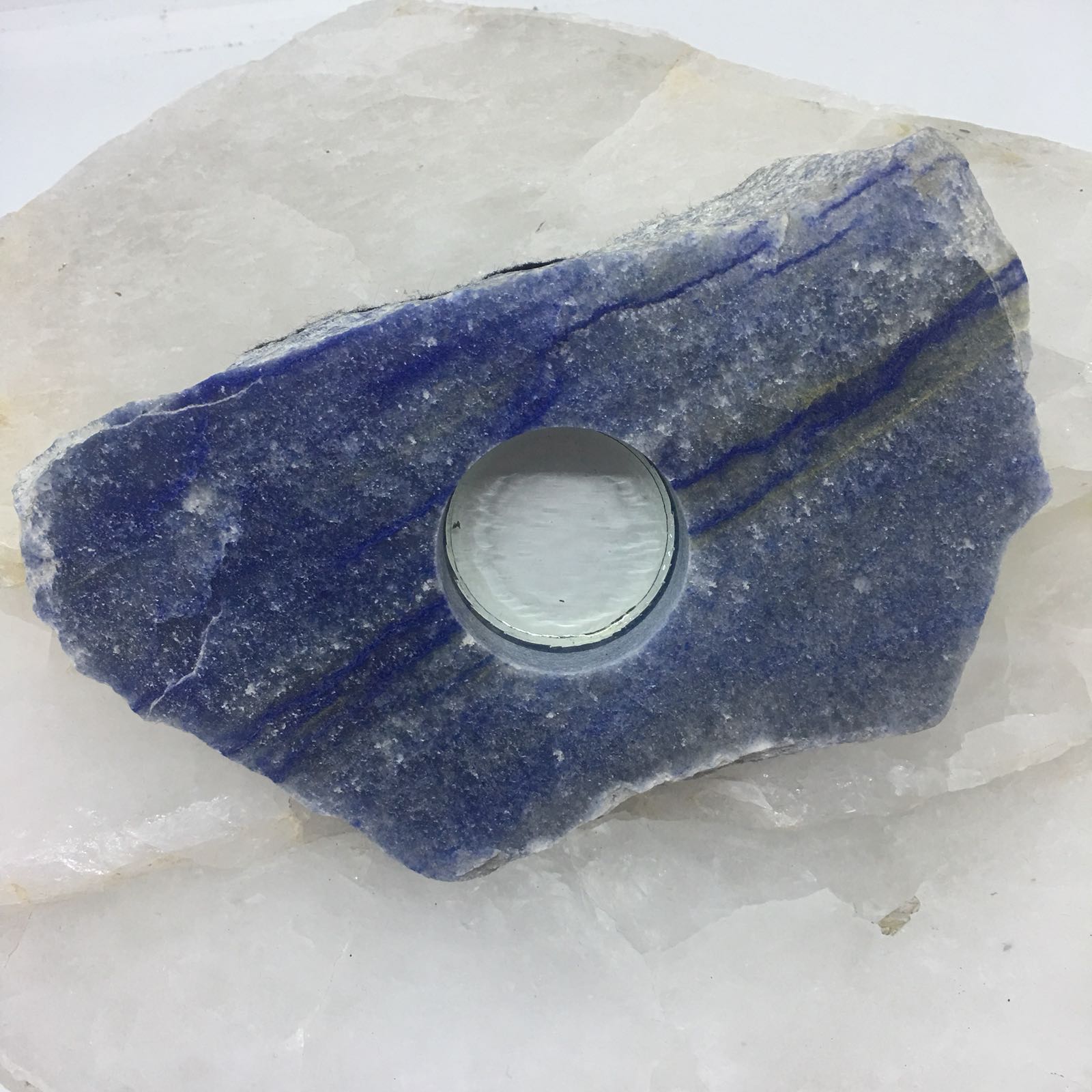 Stones from Uruguay - Polished Blue Quartz Candle Holder Tealight