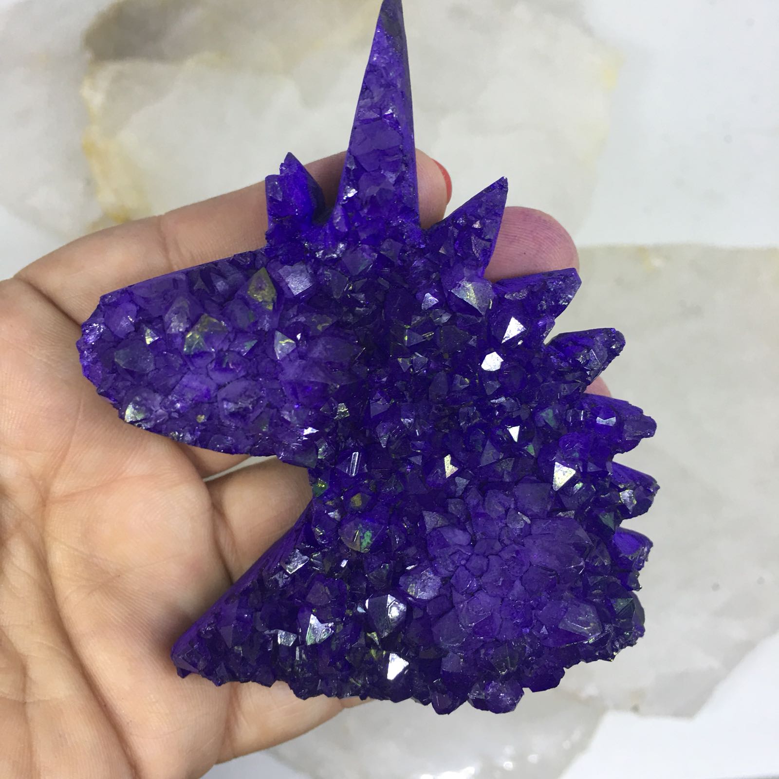 Stones from Uruguay - Purple Dyed Amethyst Druse Unicorn for Decor and Home