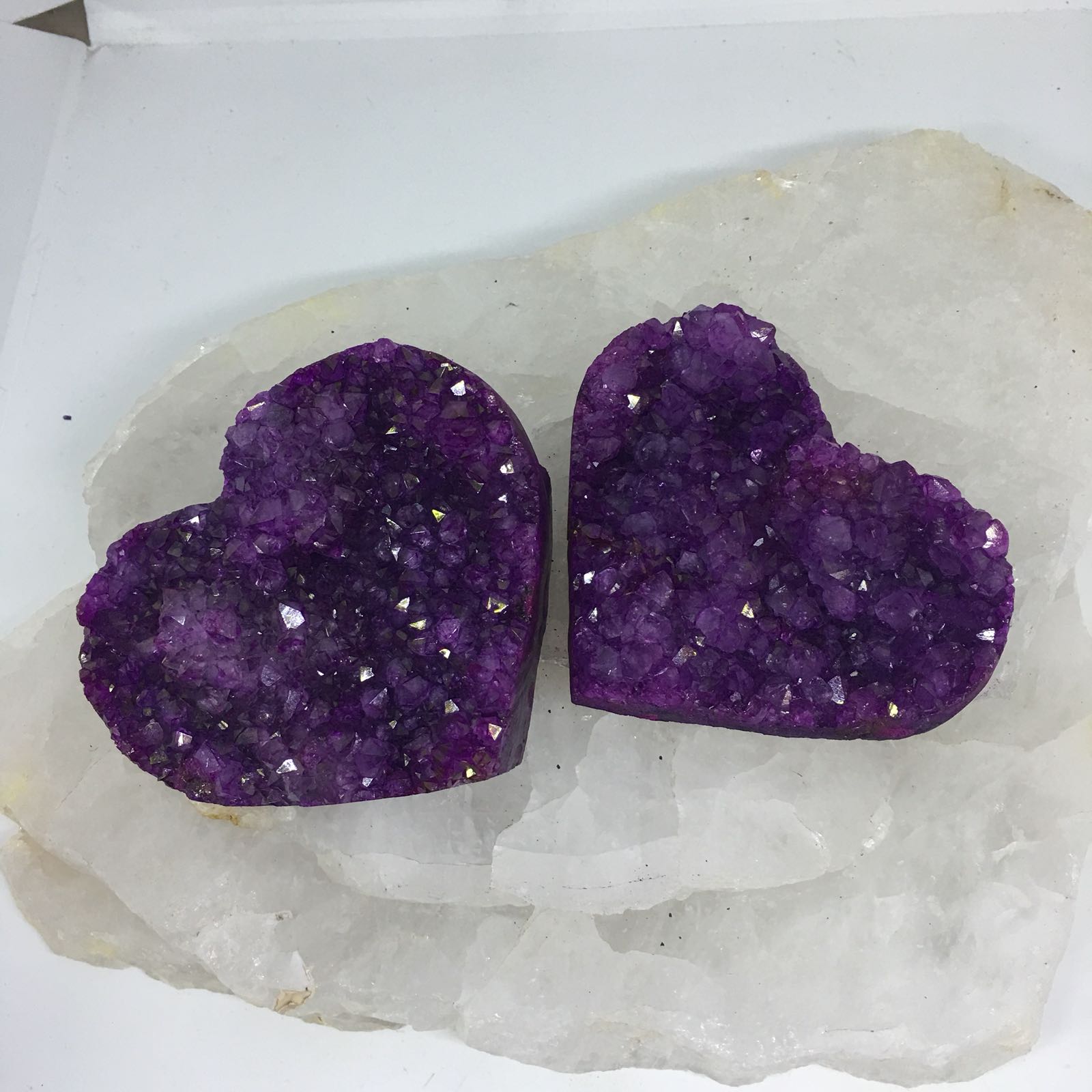 Stones from Uruguay - Pink Colored Amethyst Cluster Heart