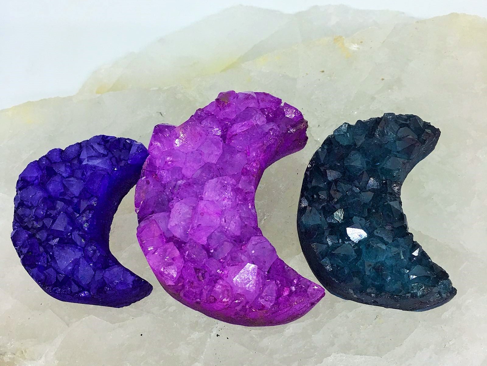 Stones from Uruguay - Dyed Crescent Moon Druzy for Decor  or Metaphysical
