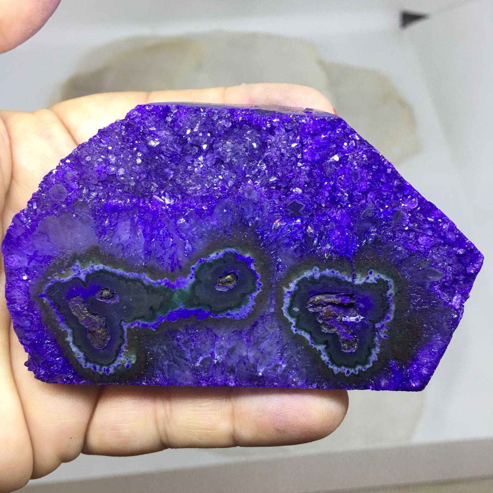 Stones from Uruguay - Purple Dyed Amethyst Cluster Eyes