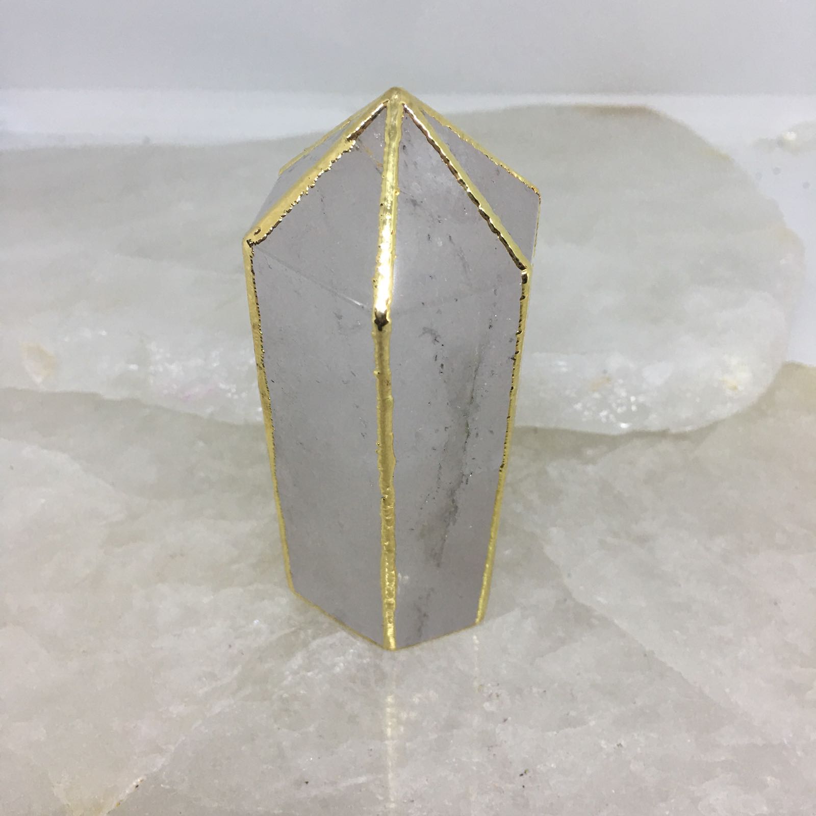 Stones from Uruguay - Gold Plated Clear Quartz Point for Decor & Gift
