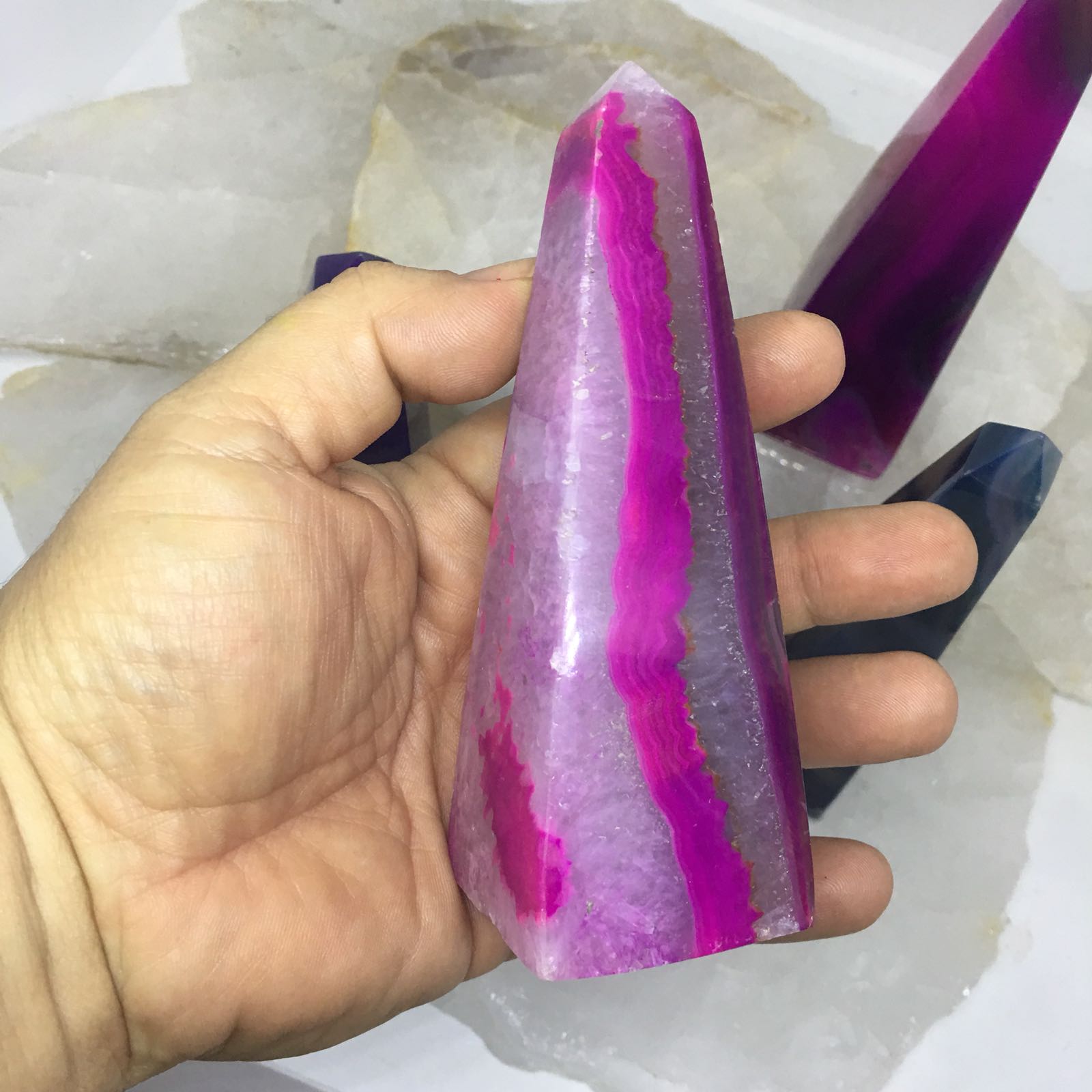 Stones from Uruguay - Pink Agate Obelisk