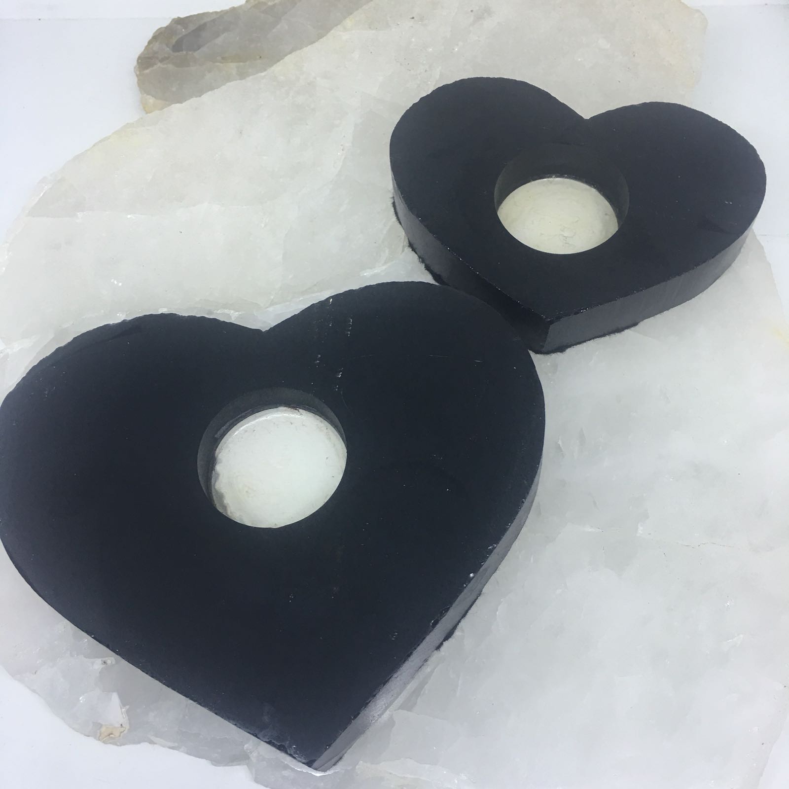 Stones from Uruguay - Black Obsdian Crystal Heart Candle Holder Tealight