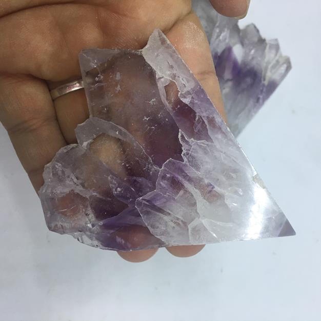 Stones from Uruguay - Amethyst Cluster Triangle Slice for Metaphysical and Decor Home