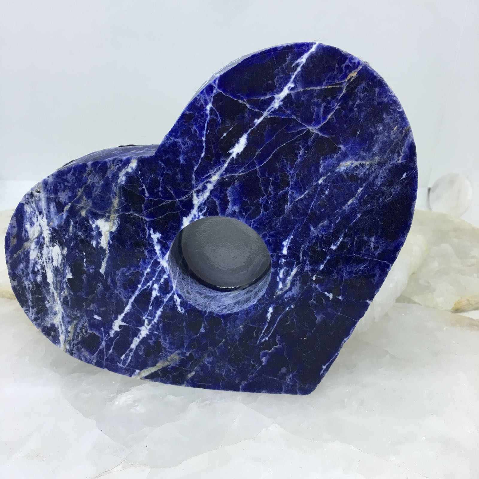 Stones from Uruguay - Sodalite Heart TeaLight Candle Holder Tea Light Crystal Healing Reiki 