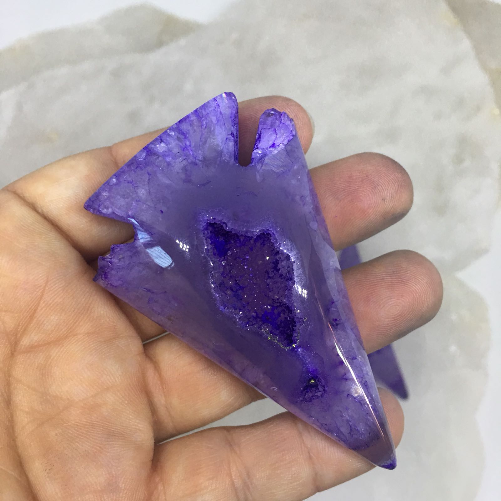 Stones from Uruguay - Purple Colorful Agate Druzy Arrowhead Cabochon