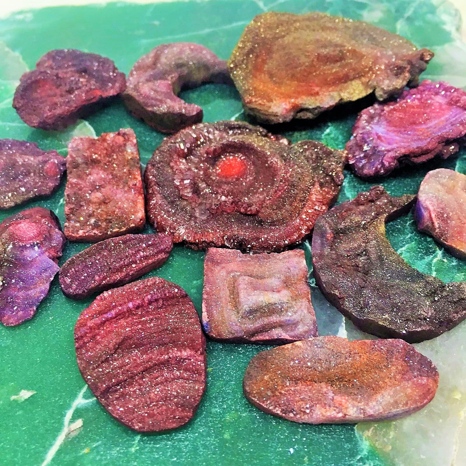 Stones from Uruguay - Dyed Blood Red Chalcedony Desert Druzy Shapes, Dyed Red Chalcedony Druzy Shape,Red  Dyed Drusy Crystal Mushroom Druzy 