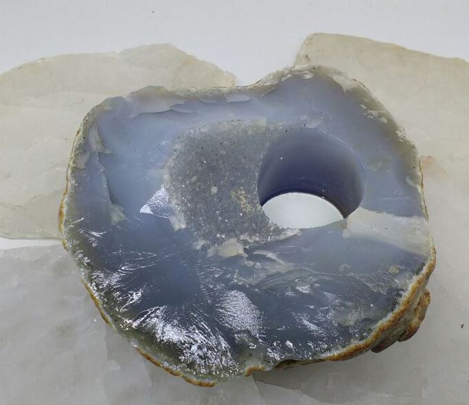 Stones from Uruguay - Agate Druzy Crystal Candle Holder Tealight