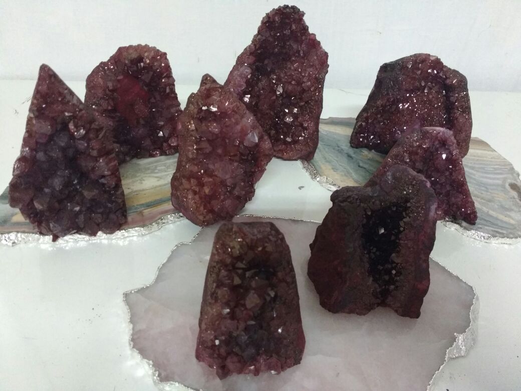 Stones from Uruguay - Blood Red Dyed Amethyst Cut Base