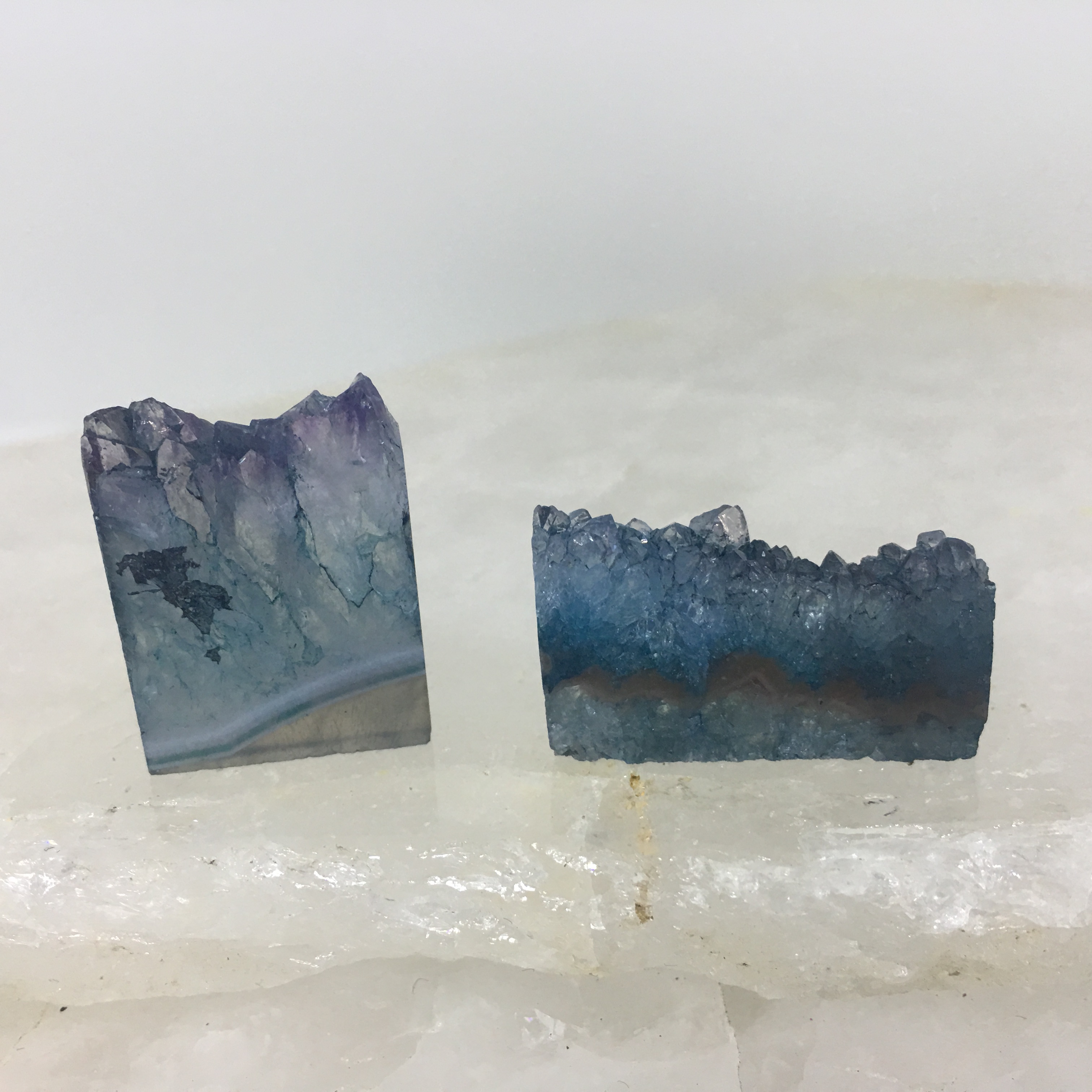 Stones from Uruguay - Teal Dyed Amethyst Rectangle Slices for Jewelry Making