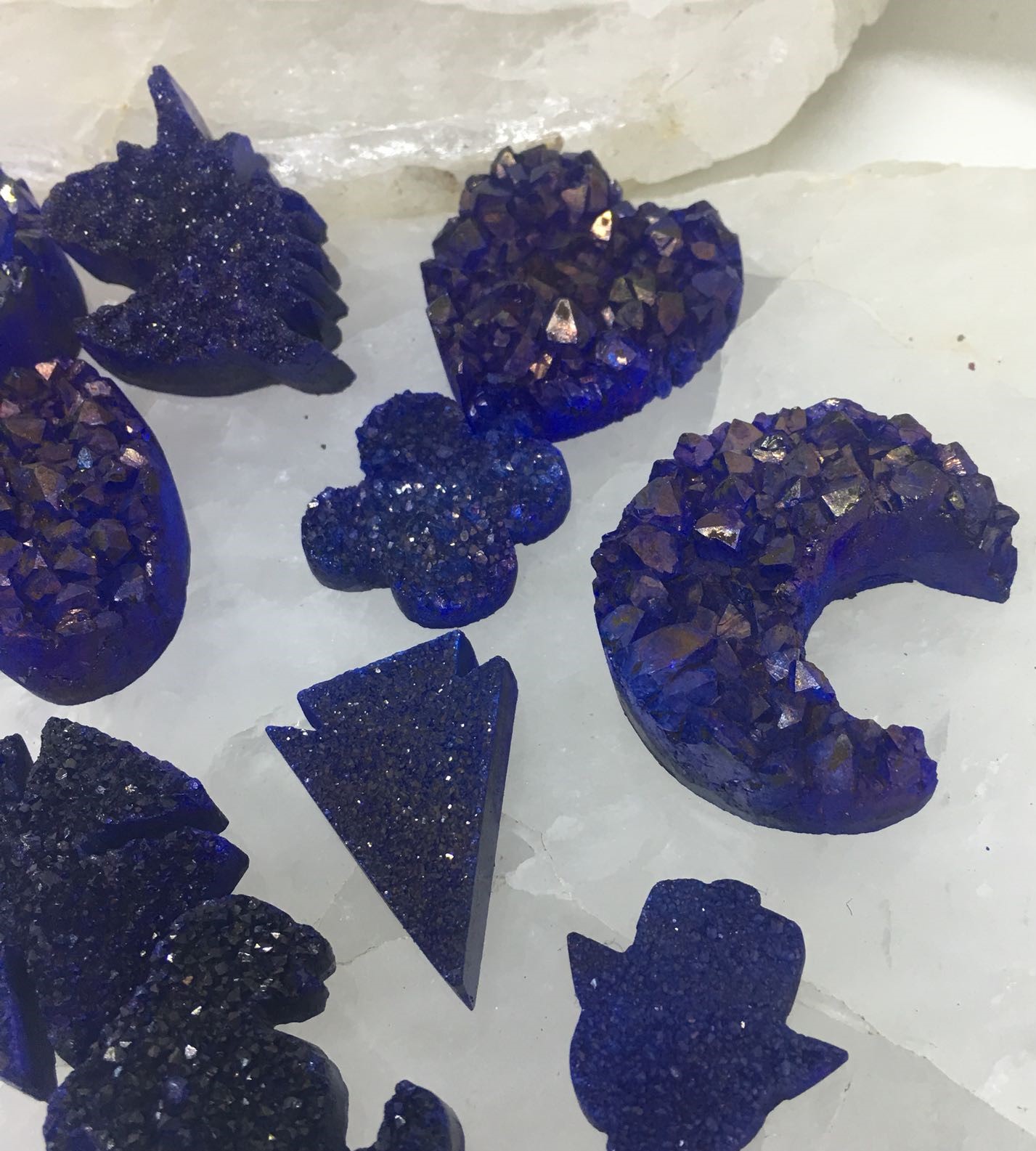 Stones from Uruguay - Blue Dyed Druzy Shapes fro Pendant Making