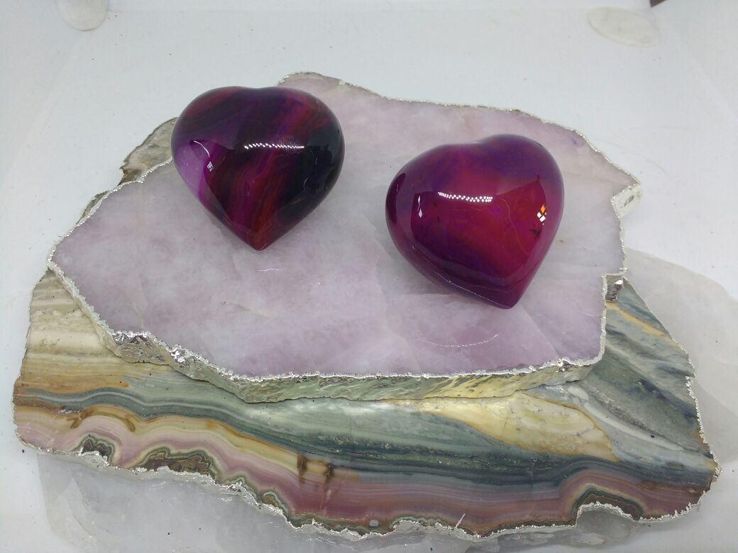Stones from Uruguay -  Polished Blood Red Dyed Agate Heart