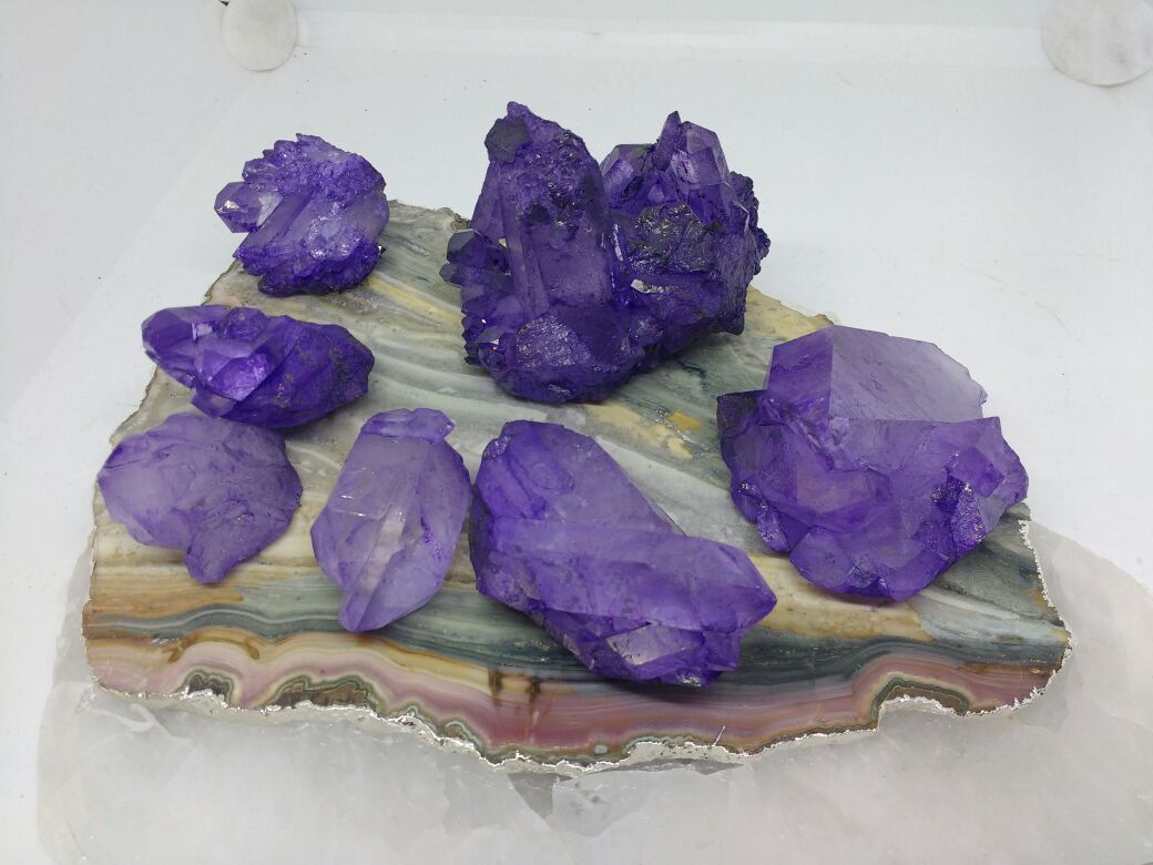 Stones from Uruguay - Purple Dyed Quartz Crystal Clusters