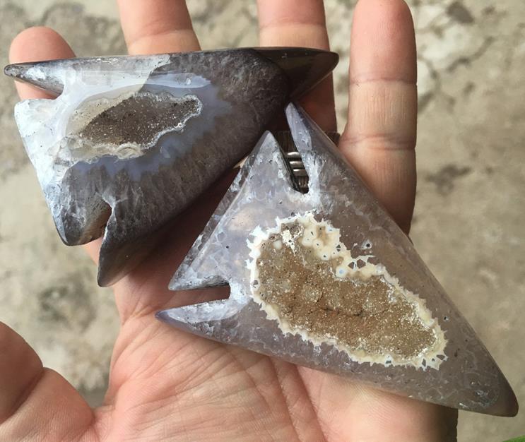 Stones from Uruguay - Natural Agate Geode Druzy Arrowhead Cabochons for Home, Crafting, Decoration & Meditation