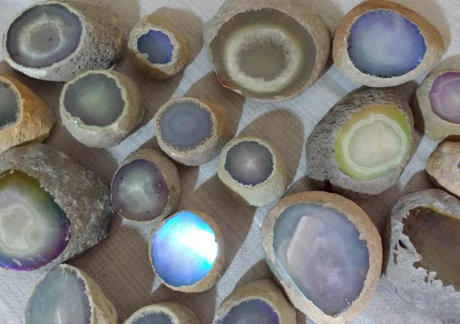 Stones from Uruguay -  Angel Aura Titanium Treated  Top Polished Agate for Spiritual Practices, Crafting & Meditation