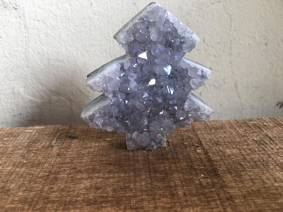 Stones from Uruguay - Angel Aura  Titanium Treated Amethyst Titanium Christmas Tree for Home, Decor or Gift 