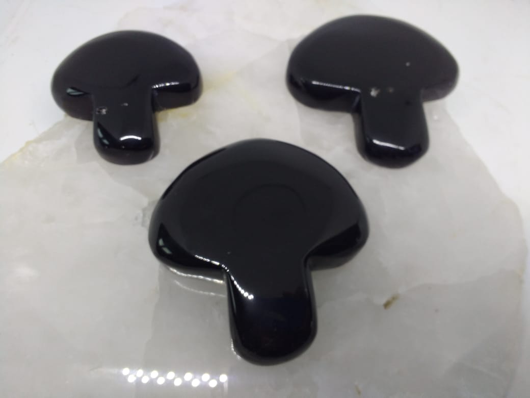 Stones from Uruguay - Black Obsidian Mushroom for Meditation, Metaphysical, Decoration ot Gif