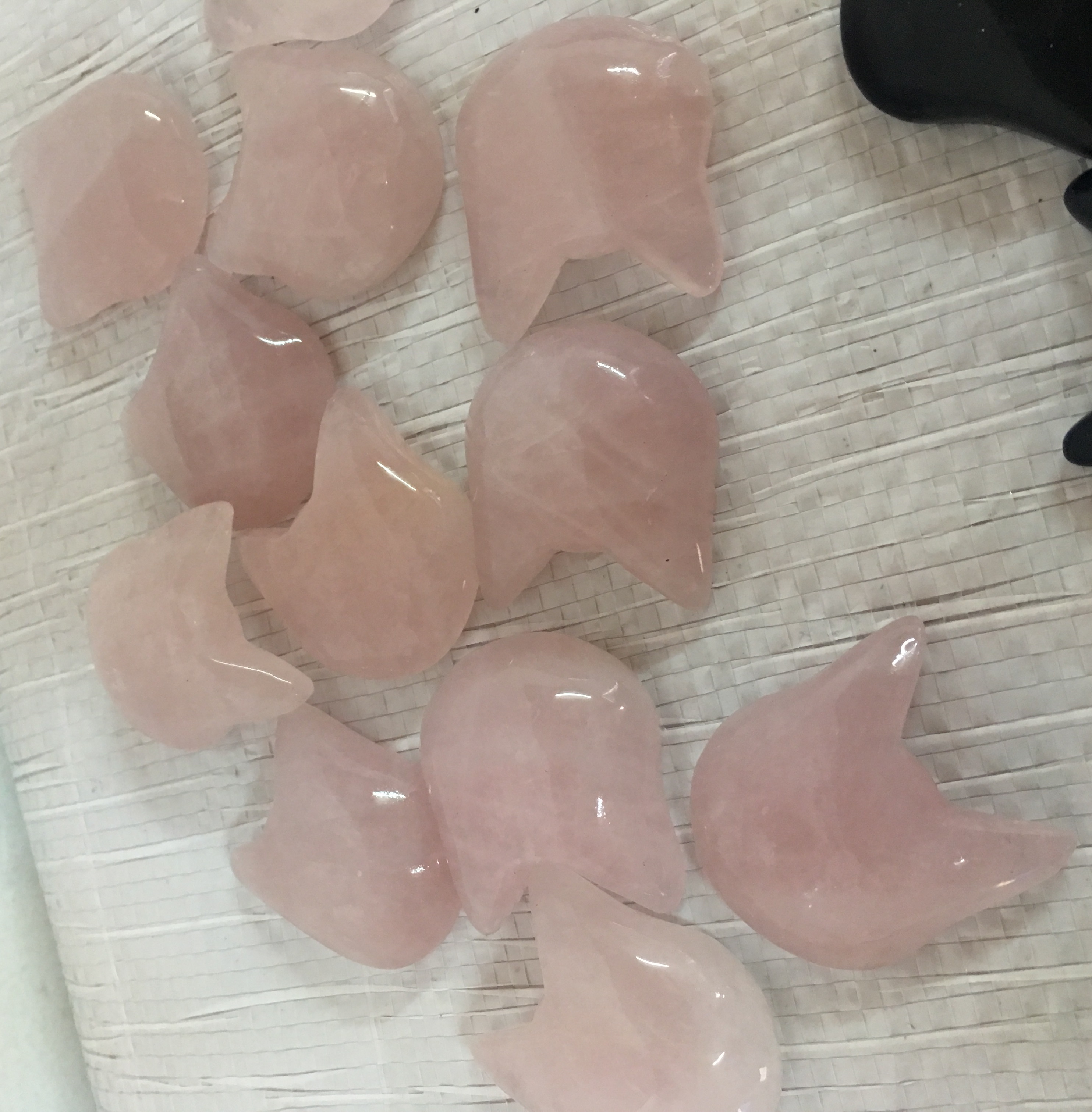 Stones from Uruguay - Rose Quartz Cat Head  - Kitty Cabochon -  Top Convex  and Flat Bottom