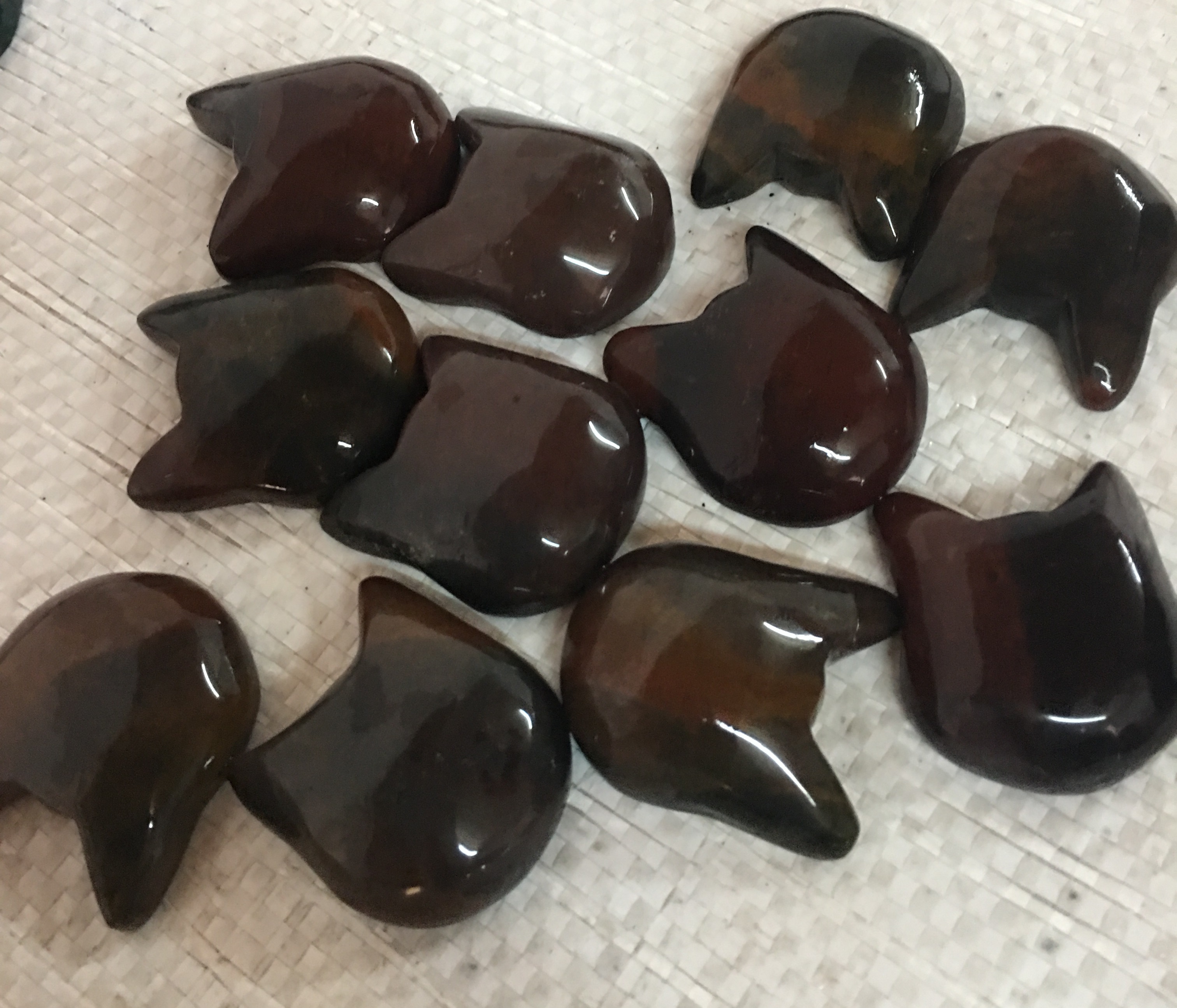 Stones from Uruguay - Pampa Red Jasper Cat Head Cabochon  - Kitty Cabochon -  Convex  Top and Flat Bottom