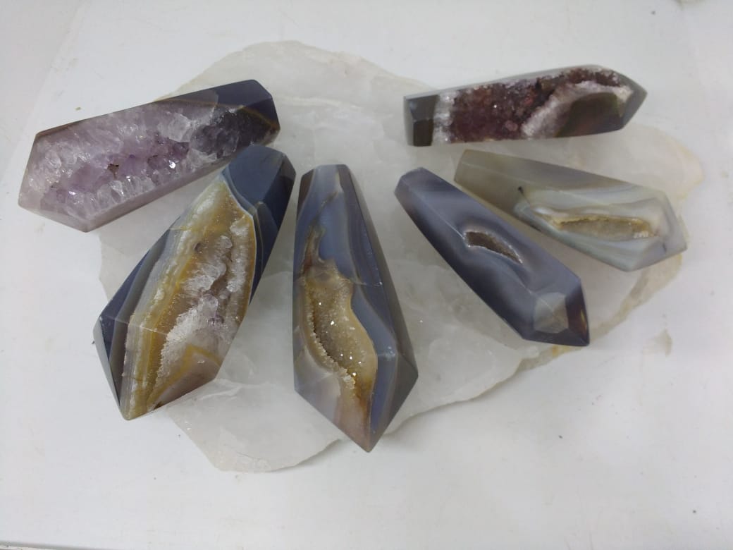 Stones from Uruguay - Declined Agate Geode Druzy Point   for Gift, Meditation, Spiritual Practices & Decoration