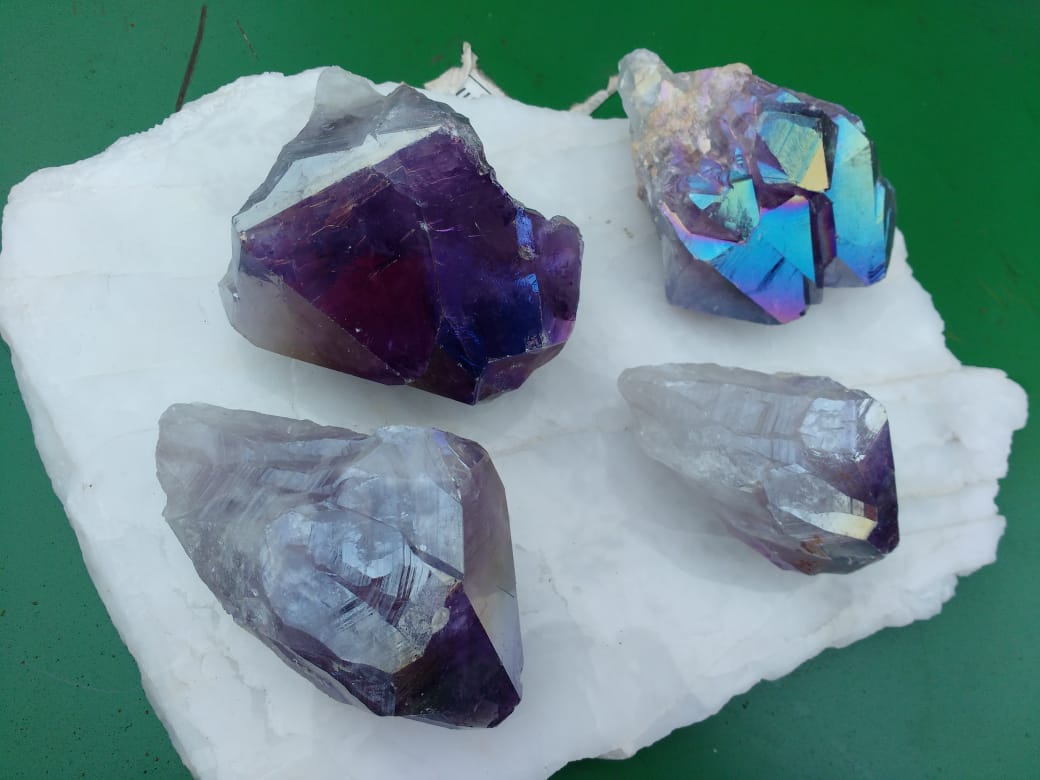 Stones from Uruguay - Titanium Coated Amethyst Quartz Crystal Points