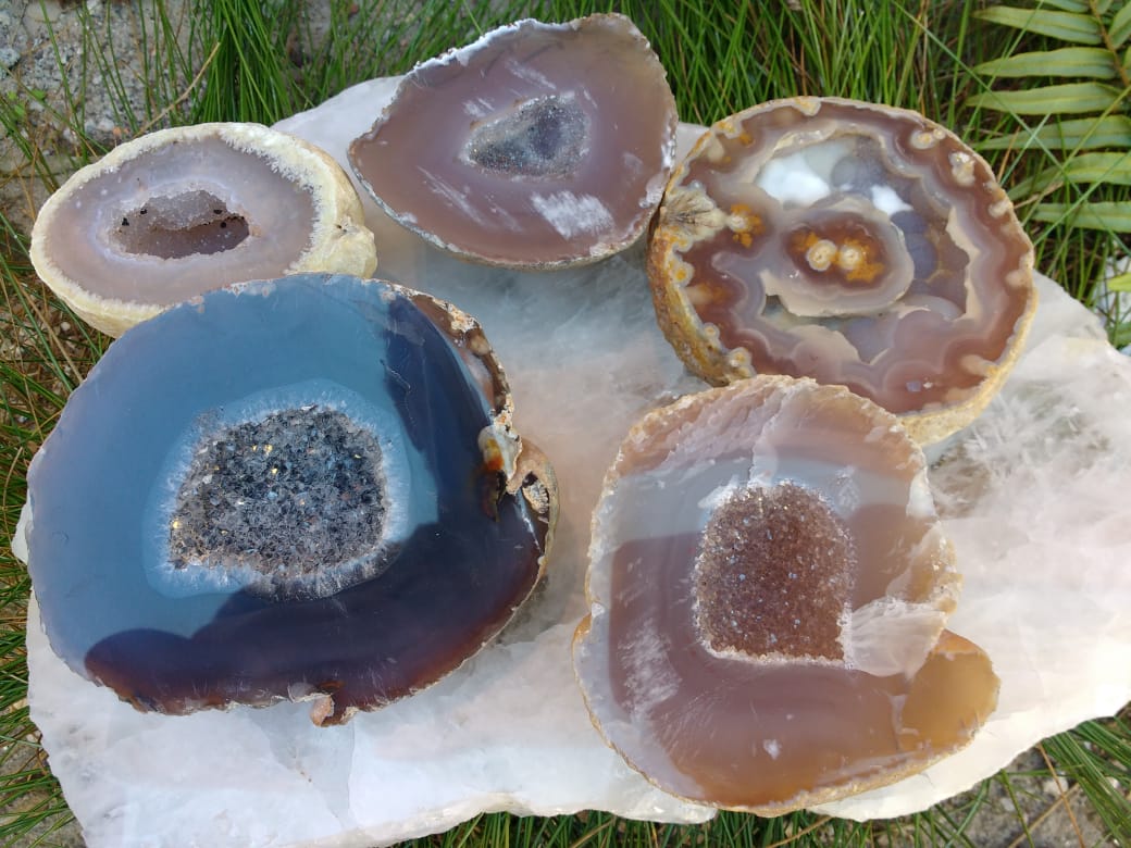 Stones from Uruguay - Polished  Natural Agate Druzy Geode