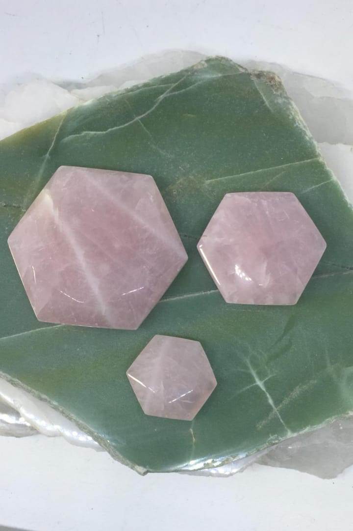 Stones from Uruguay - Rose  Quartz Hexagon Pocket Stone Facet Gem Prism