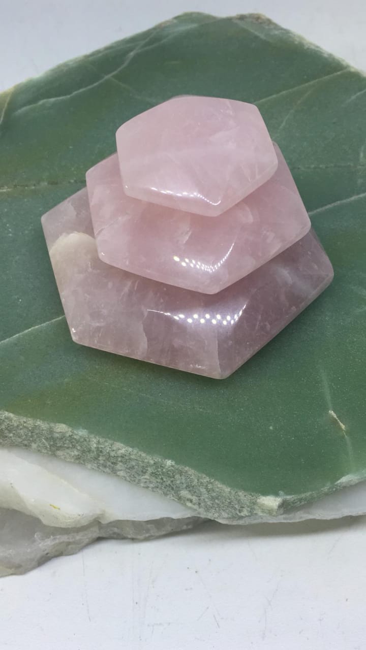 Stones from Uruguay - Pillow Faceted Rose Quartz Hexagon Prism