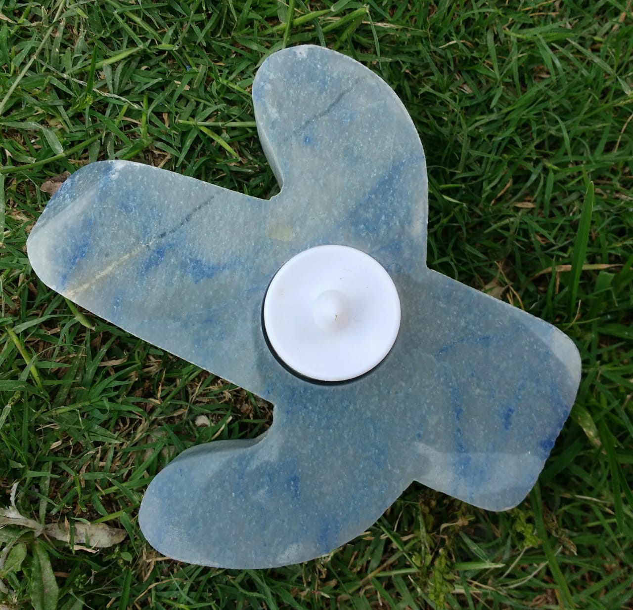 Stones from Uruguay - Blue Quartz Candle Holder - Brazilian Blue Quartz Cluster Tea Light Candle Holder 