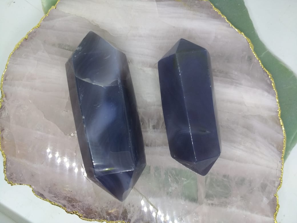 Stones from Uruguay - Polished Double Terminated  Agate Point - Natural  Agate Points Double Terminated Point 