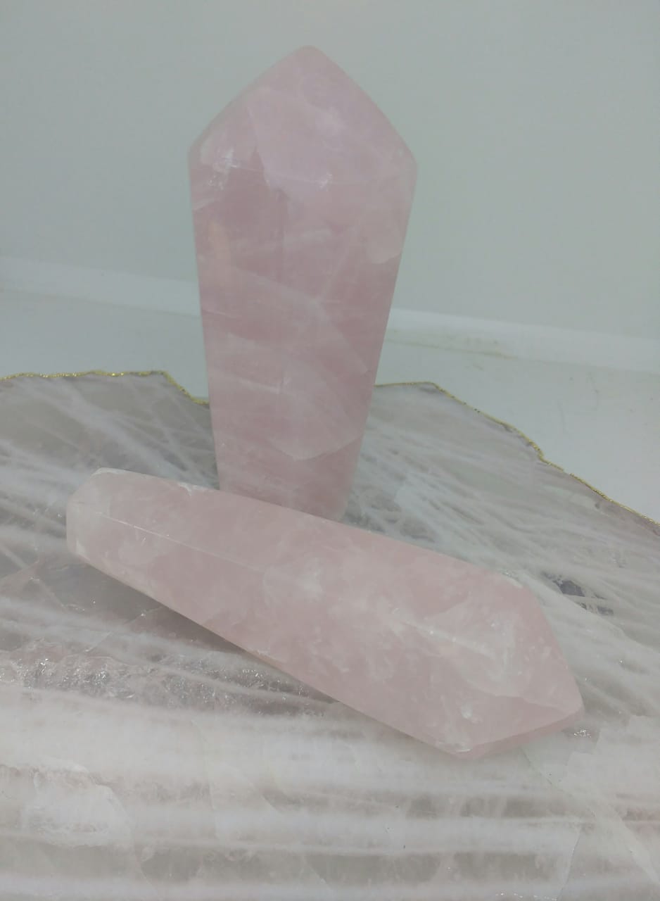 Stones from Uruguay - Rose Quartz Decline Points for Home and Decoration - Rose Quartz Healing Crystal Declien Points