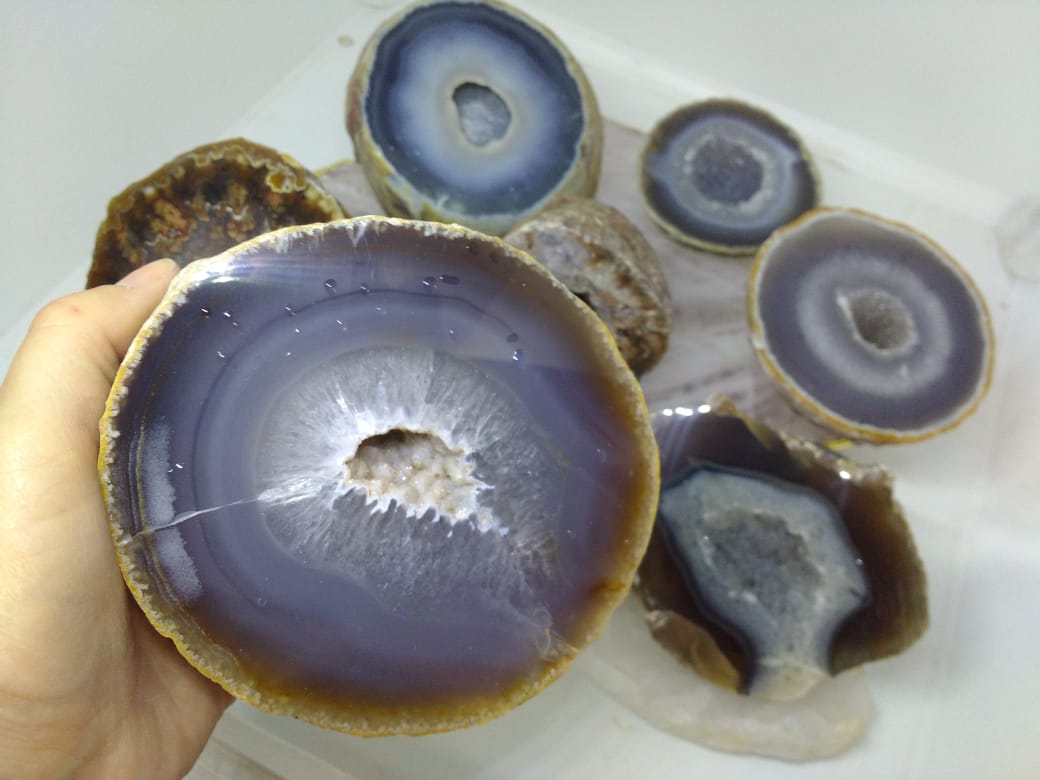 Stones from Uruguay - Polished Agate Geode Druzy