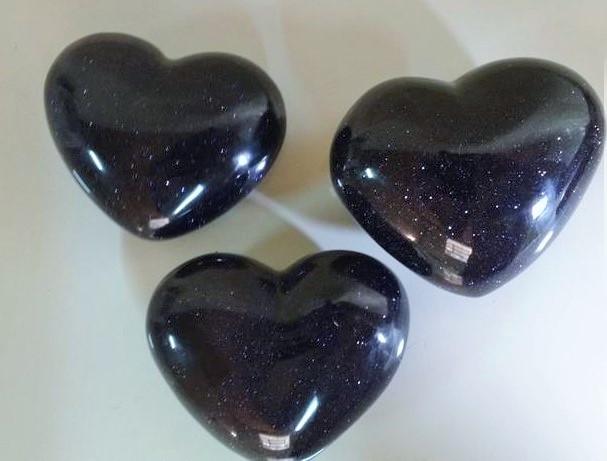 Stones from Uruguay - Blue Goldstone Hearts for Spiritual Work, Reiki Grids or Energy Work