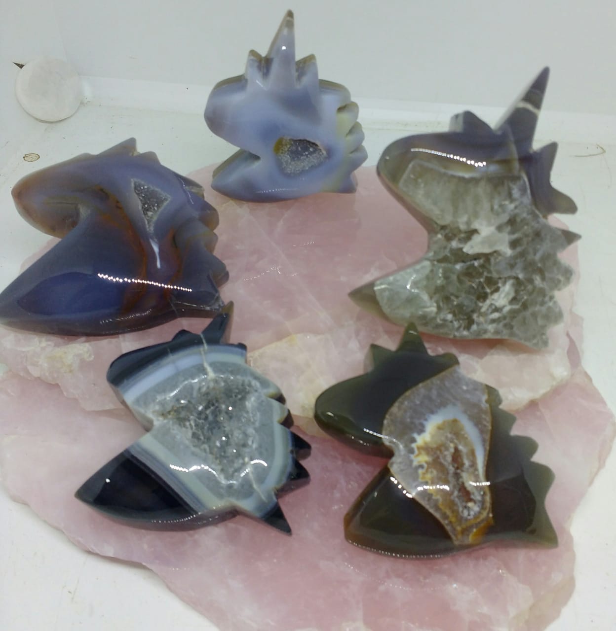 Stones from Uruguay - Natural Agate Druzy Unicorn Cabochons for Metaphysical, Home, Decoration and Concentration.
