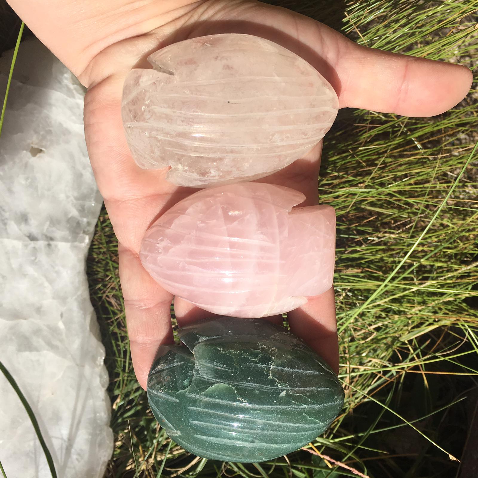 Stones from Uruguay - Rose Quartz Fish Cabochon  - Clear Quartz Fish Cabochon -  Green Quartz Fish Cabochon