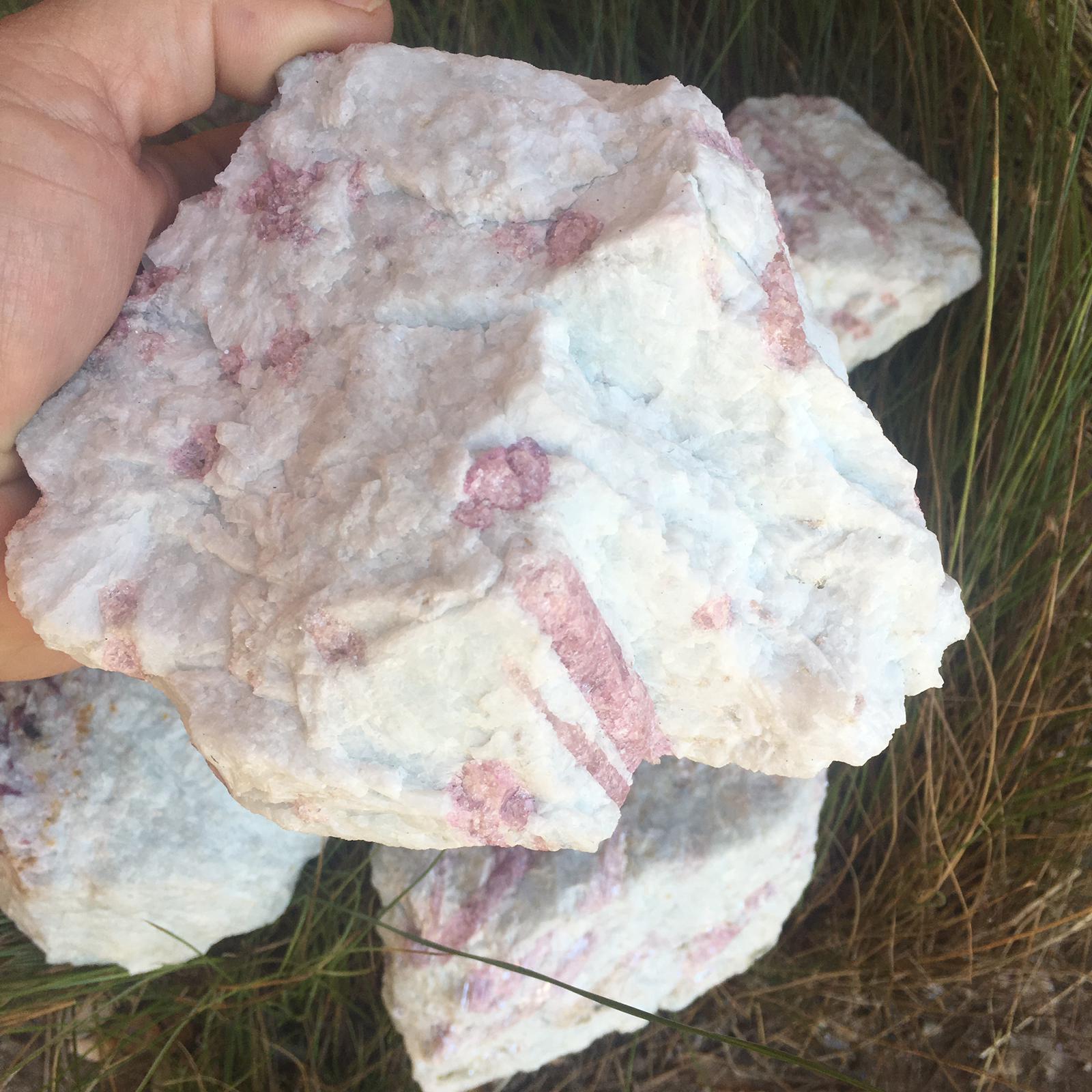 Stones from Uruguay - Rubellite Tourmaline in Matrix - Natural Color Pink Tourmaline in Pegmatite Matrix Specimen