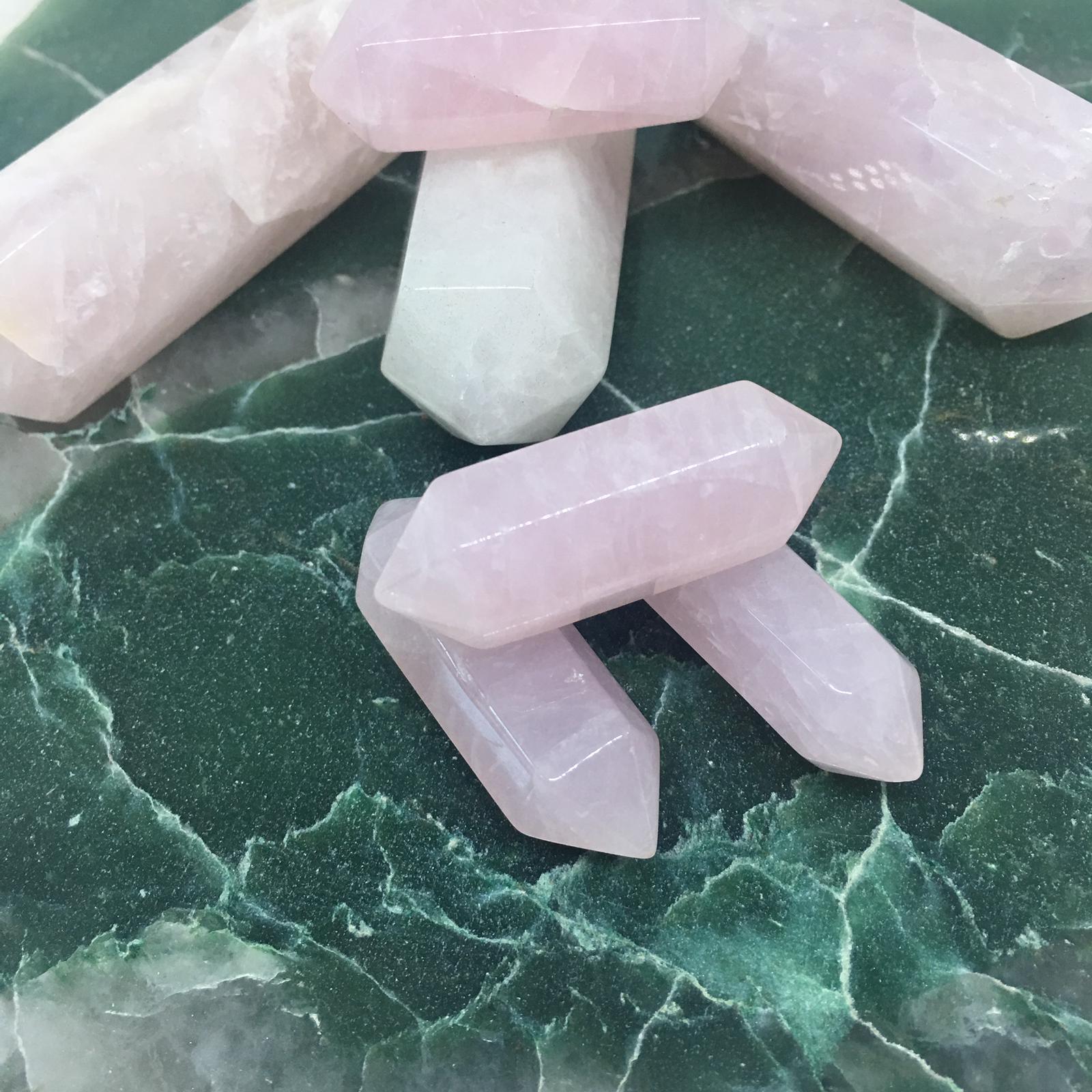 Stones from Uruguay - Rose Quartz Polished  Doble Terminated Points for Jewelry Making or Wire Wrapped